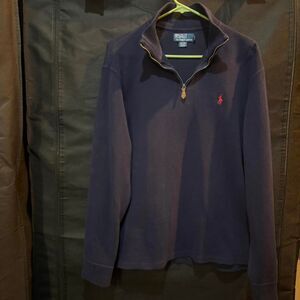 Ralph-Lauren Men's Navy and Blue Quarter Zip Sweatshirt